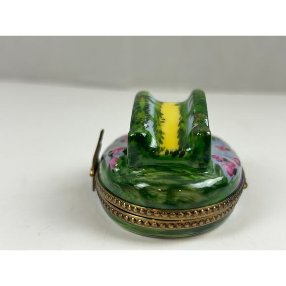 Limoges France Hand Painted Bridge Trinket Box Peint Main - Picture 6 of 13